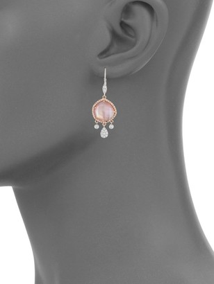 Meira T Rose Quartz, Rose Gold Mother-Of-Pearl & 18K Rose Gold Drop Earrings