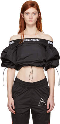 Palm Angels Black Balloon Off-The-Shoulder Blouse
