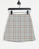 Thumbnail for your product : Monki River recycled plaid mini skirt in beige - part of a set