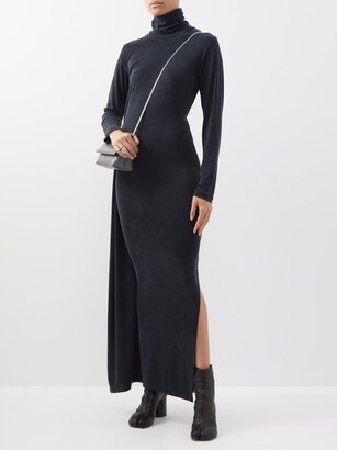 MM6 MAISON MARGIELA Side-slit Cupro-blend Maxi Dress - Black
