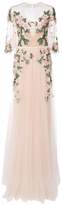 Marchesa Notte floral embroidered gown