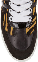 Thumbnail for your product : Hogan Katie Grand Loves Suede, leather and tiger-print calf hair sneakers