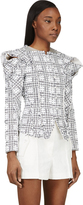 Thumbnail for your product : Thom Browne White & Black Draped Shoulder Plastic Insert Tweed Jacket