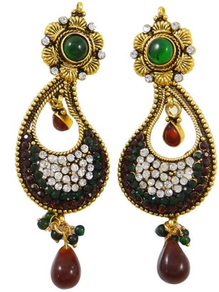 ibaexports Ethnic Jewelry Goldtone CZ Stones Earring Set Indian Bridesmaid Gift Jewelry