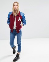 Thumbnail for your product : ASOS Wool Blend Varsity Bomber Jacket