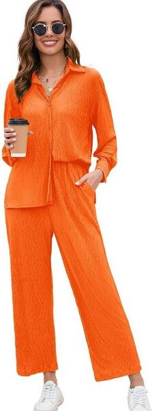 Pants Outfit Ideas Burnt Orange Wide Leg Pants Womens Casual Two
