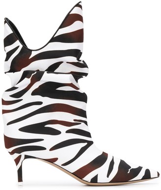 ATTICO Zebra-Print Slouch Ankle Boots