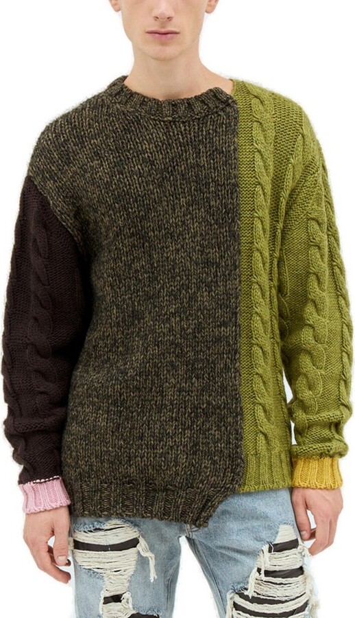 GALLERY DEPT. Cable-Knit Asymmetric Colourblock Jumper