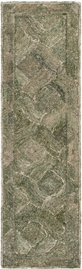 Marquee 513 Hand Tufted Wool; Pet; Cotton Geometric Rug in Green/Ivory