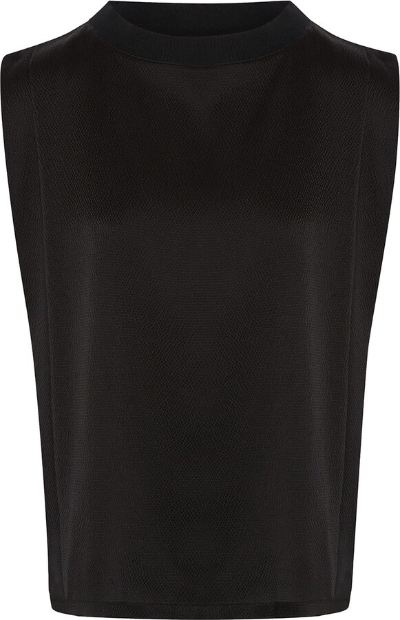 The Summer Edit Dani Hammered Silk T-Shirt - Black