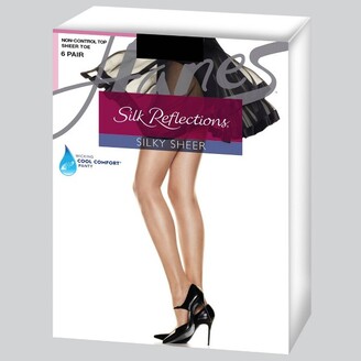 Hanes Silk Reflection Women's Non Control Top Sheer Toe 6pk Pantyhose -