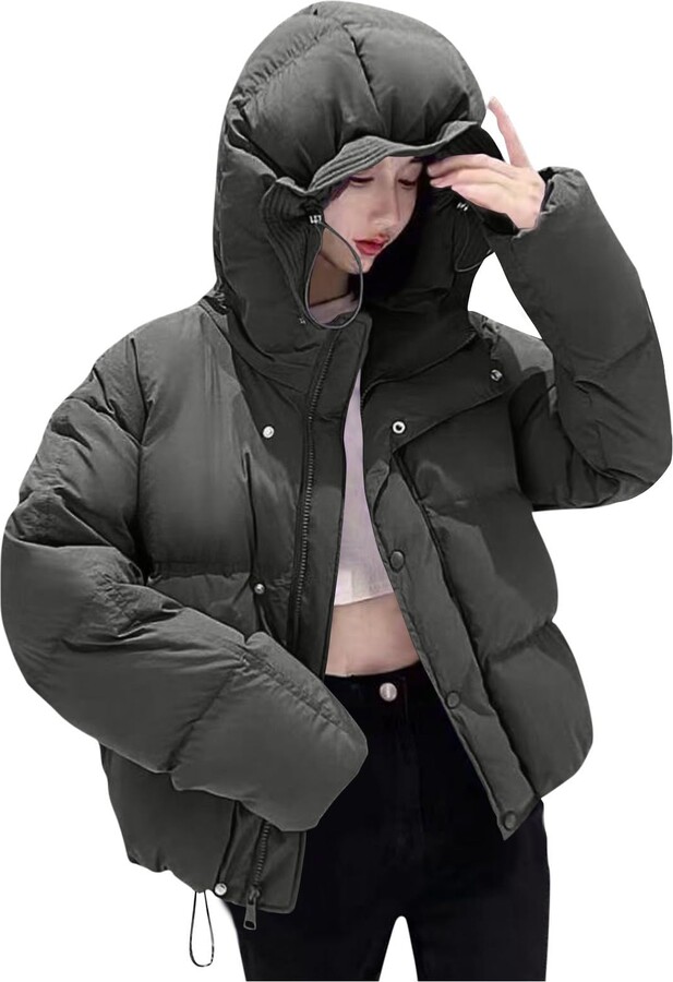 Hvyesh Long Puffer Coat Women Plus Size Jacket Fleece Linen Padded Jacket  Ladies Hooded Long Jacket Winter Thicken Sherpa Lined Puffer Jackets 