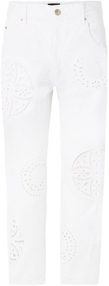 Isabel Marant Ronny Broderie Anglaise-trimmed High-rise Straight-leg Jeans