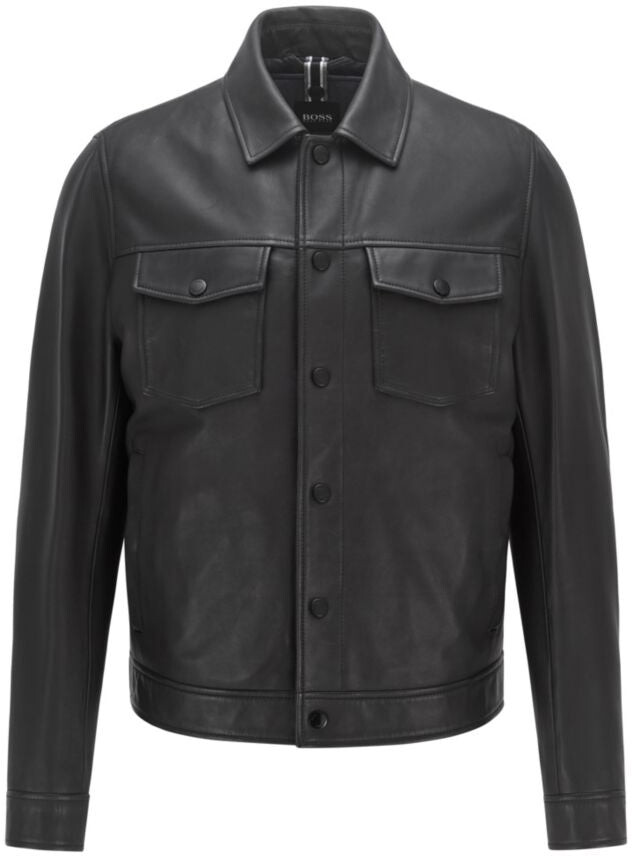HUGO BOSS Trucker Style Leather Jacket With Detachable Lining - ShopStyle