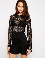 Thumbnail for your product : Oh My Love Lace Top with PU Collar