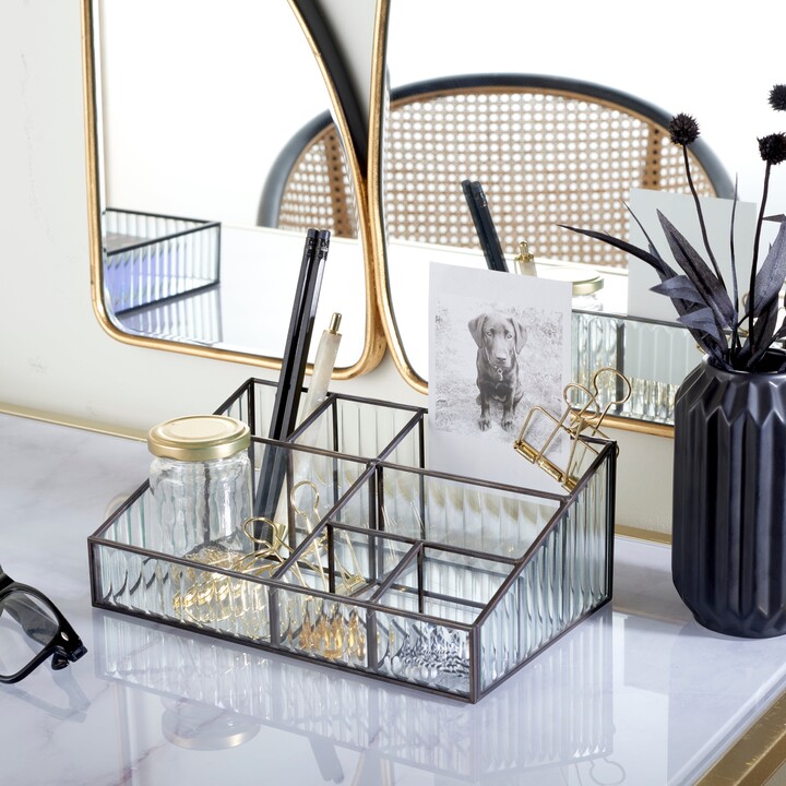 Dunelm Black Ribbed Glass Desk Storage Black ShopStyle