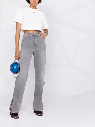 Off-White Slit-Detail Flared Slim Jeans