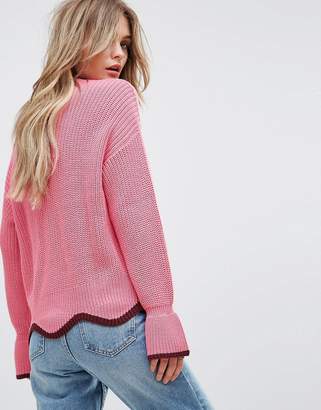 Vero Moda Flare Sleeve Contrast Edge Sweater