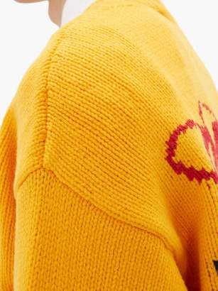 Off-White Off White Industrial Logo Intarsia Wool Blend Sweater - Mens - Yellow