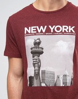 Thumbnail for your product : Pull&Bear T-Shirt In Burgundy With New York Print