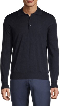 Canali Long-Sleeve Three-Button Polo Sweater
