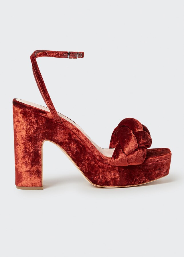 velvet platform sandals