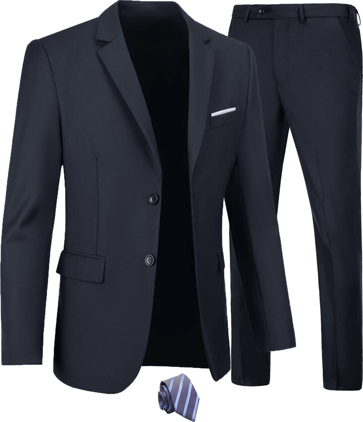 Furuyal Men's Suit 2 Piece Slim Fit Dress Suit Blazer Business Casual