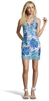 Thumbnail for your product : ABS by Allen Schwartz ocean blue and silver floral printed woven halter dress