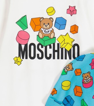 MOSCHINO BAMBINO Baby stretch-cotton onesie and hat set