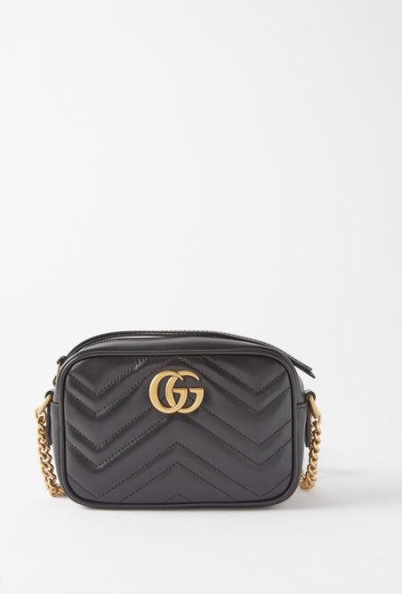 gg marmont matelassé leather mini chain camera bag