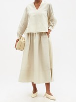Thumbnail for your product : Toogood Bellringer Gingham Cotton-blend Gauze Midi Skirt - Ivory