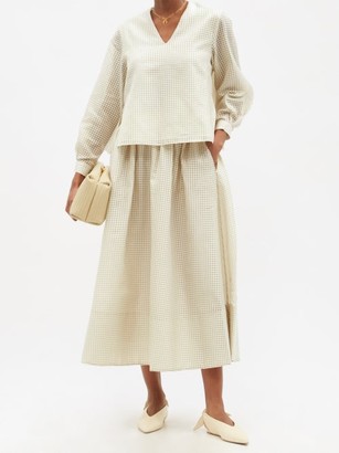 Toogood Bellringer Gingham Cotton-blend Gauze Midi Skirt - Ivory