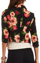 Thumbnail for your product : Charlotte Russe Floral Print Cropped Blazer