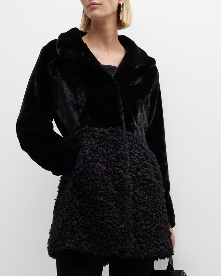 Belle Fare Mixed Media Faux Fur Parka Coat ShopStyle