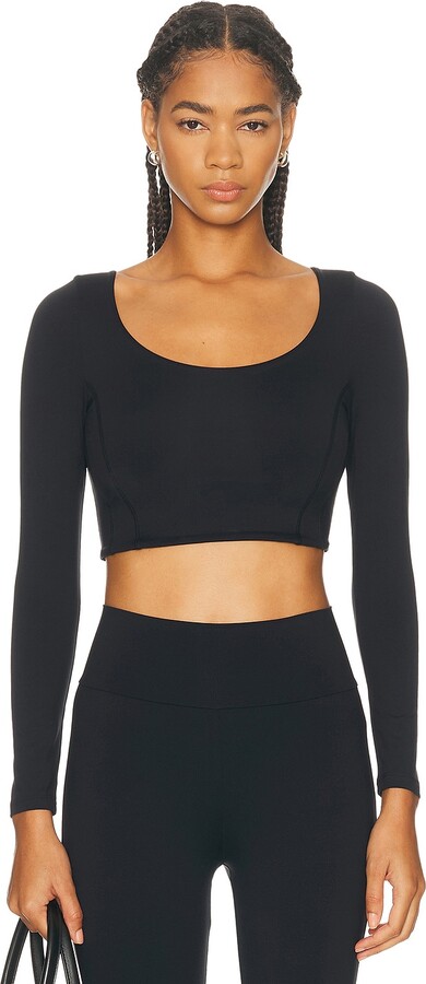 Norba Long Sleeve Crop Top in Black
