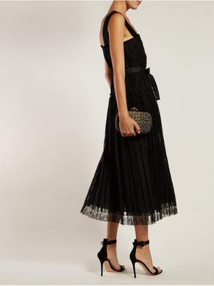 Bottega Veneta Pleated Taffeta Midi Dress - Womens - Black