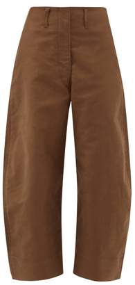 Lemaire Cropped Cotton Chino Trousers - Womens - Khaki