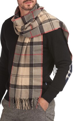 rectangular tartan in pink gray and black wool blend for men or women Large CHALE SCARF