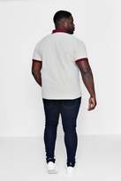 Thumbnail for your product : boohoo Big And Tall Short Sleeve Cream Pique Polo