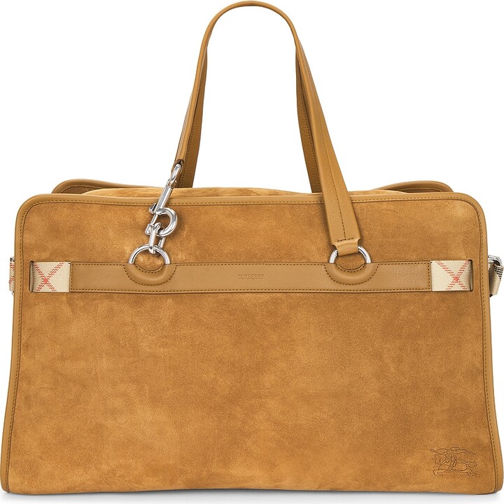 Burberry Suede B Clip Weekend Bag in Brown