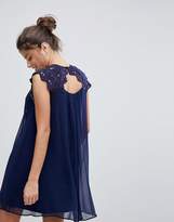 Thumbnail for your product : Lipsy Chiffon Shift Dress With Lace Upper