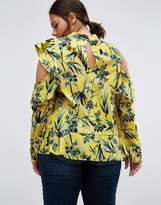 Thumbnail for your product : ASOS Curve Floral Ruffle Top With Cold Shoulder Detail