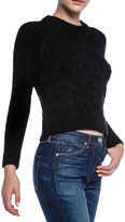 Thumbnail for your product : White + Warren Leopard Printed Crew Neck Cropped Sweater