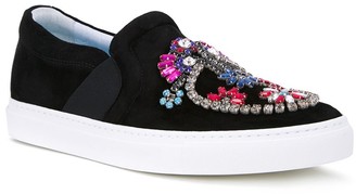 Lanvin Embellished Vamp Slip-On Sneakers