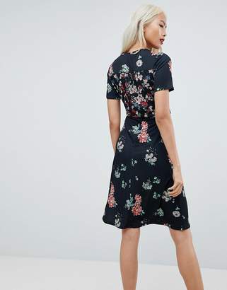 ASOS Design Midi Wrap Dress In Mixed Floral Print