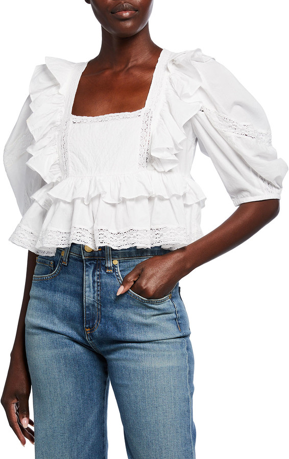 ruffle square neck top