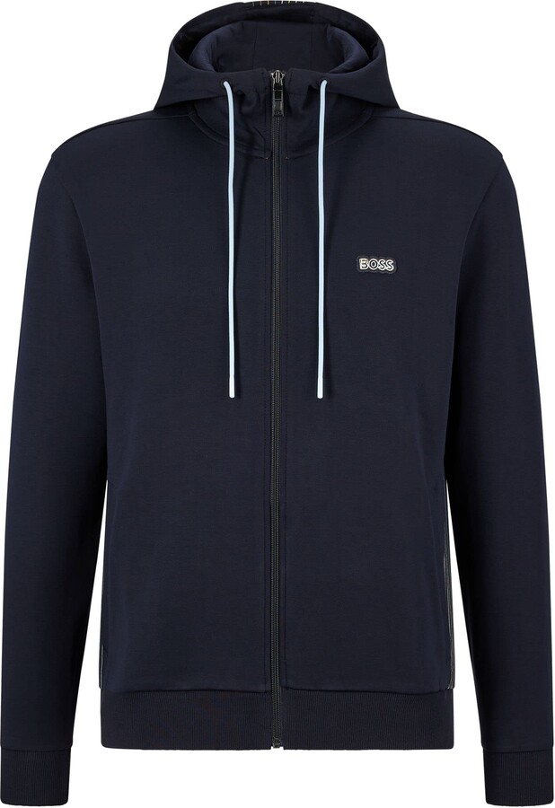 Cotton Hoodie Hugo Boss Black Zip Hoodie HUGO BOSS Mens Saggy