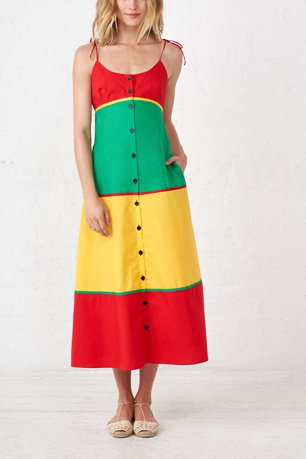 red green and yellow dress