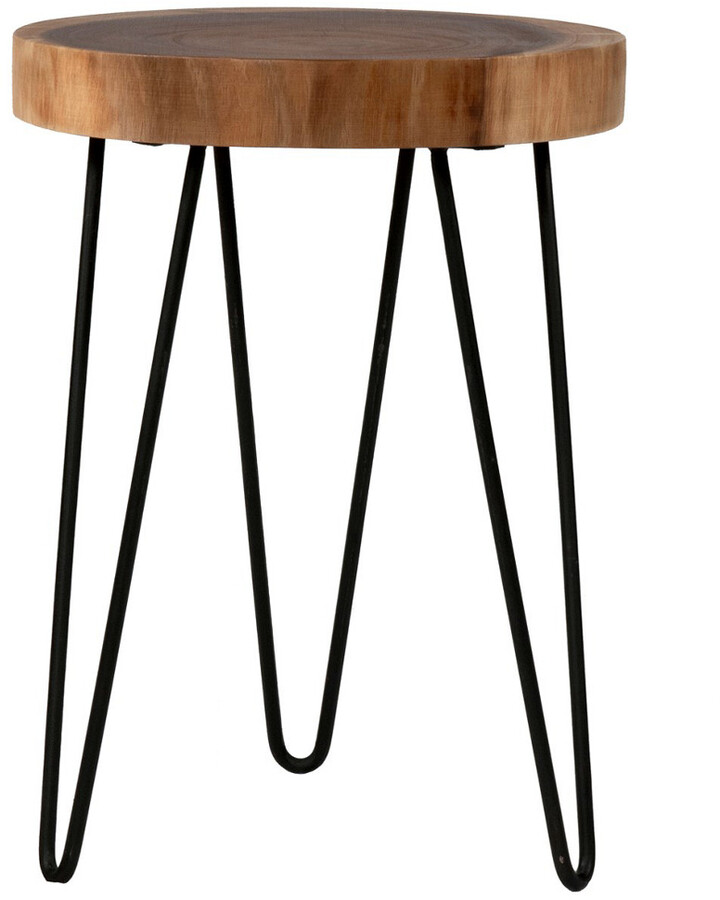 East At Main Laredo Brown Teakwood Round Accent Table