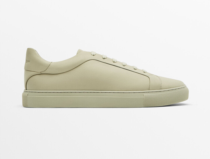 Massimo Dutti Cream Leather Trainers